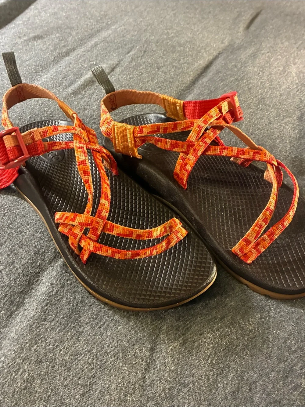 Chaco Kids Orange Red Patterned Strappy Sandals